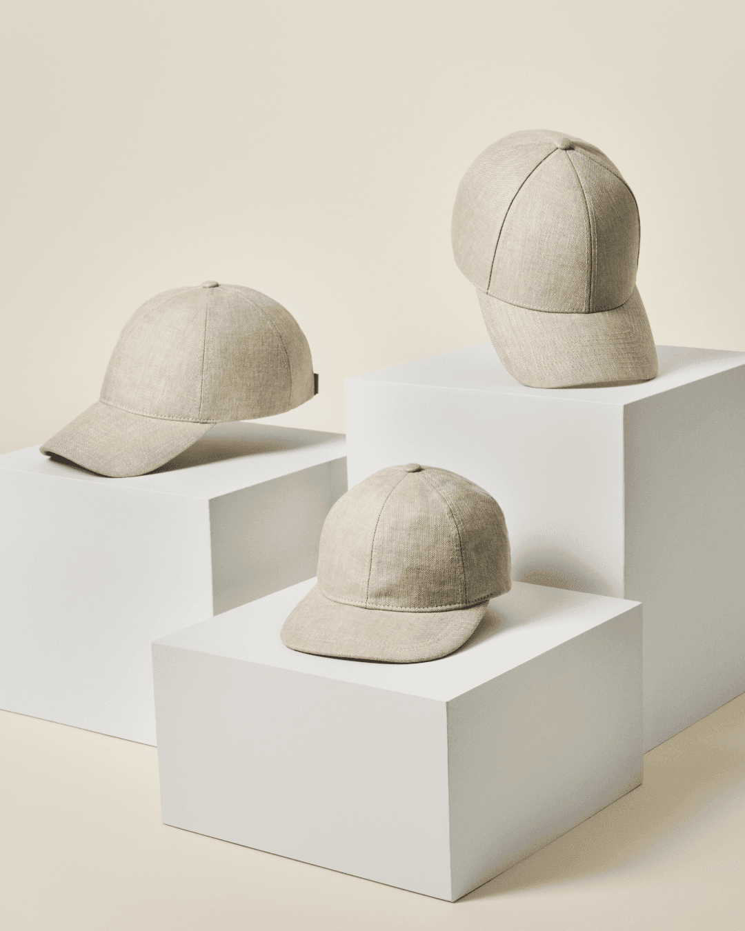 Studio image of bestseller Hampton Beige Linen in shapes legacy structured, legacy soft and kids