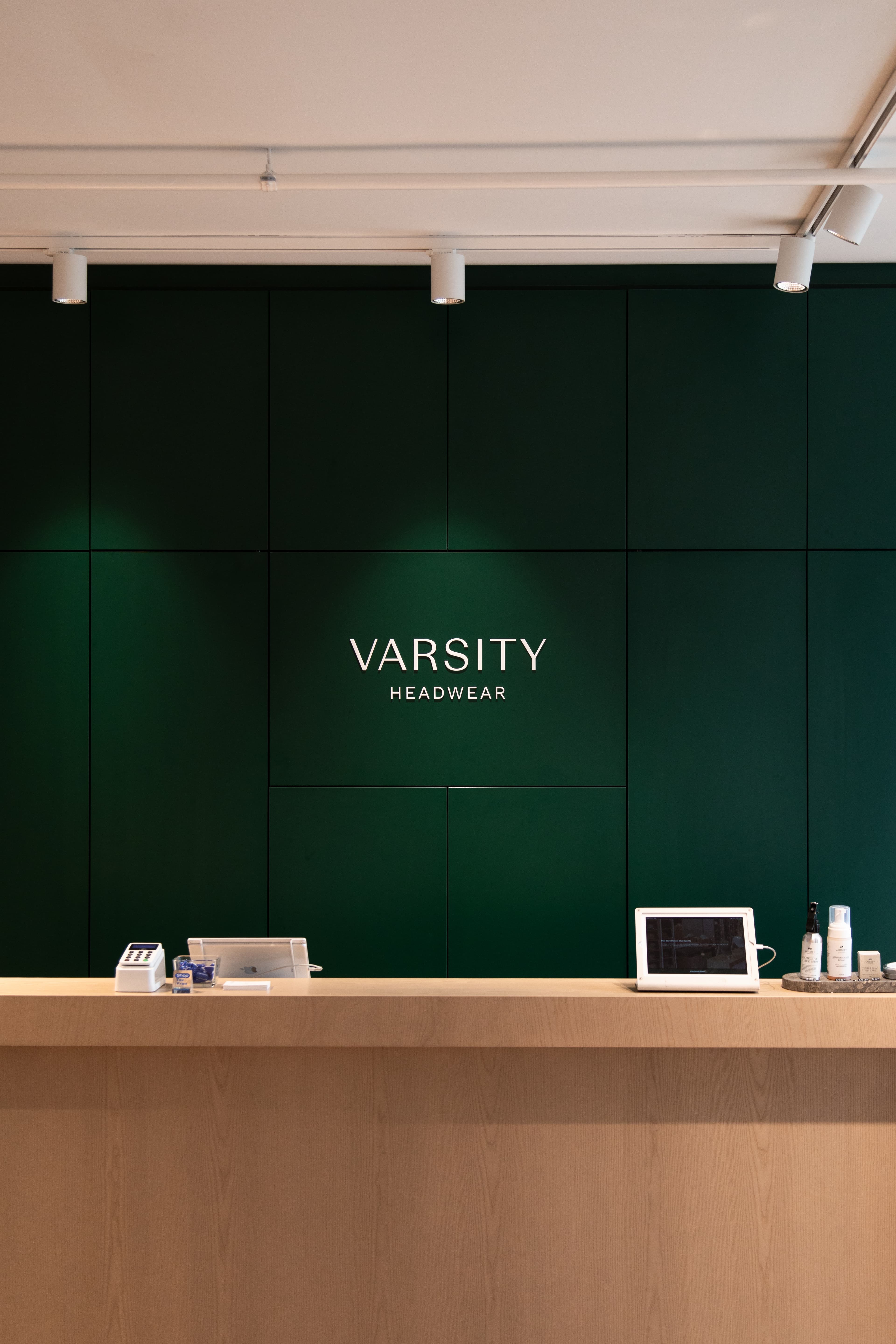 Inside view of Varsity headwear concept store in Oslo Norway