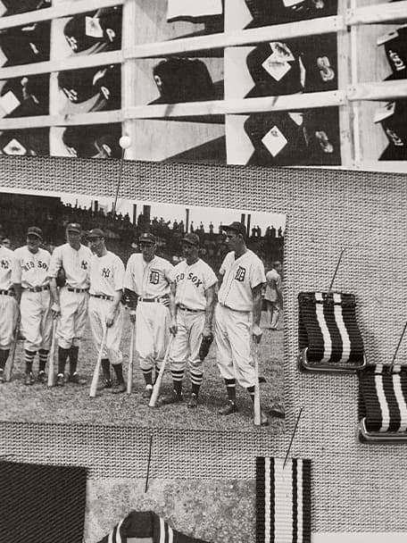 Inspirational board with images of baseball players wearing baseball caps