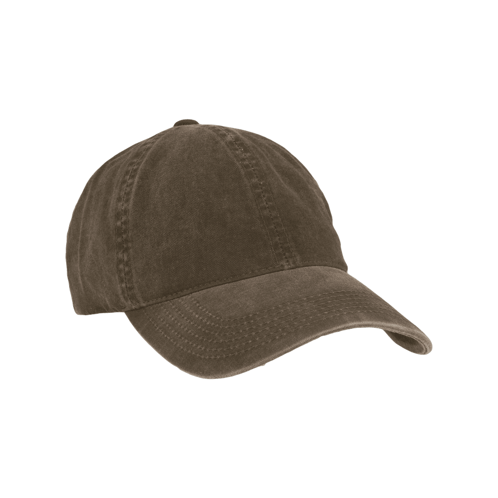 Font view of a beige legacy soft washed cotton baseball cap from Varsity Headwear