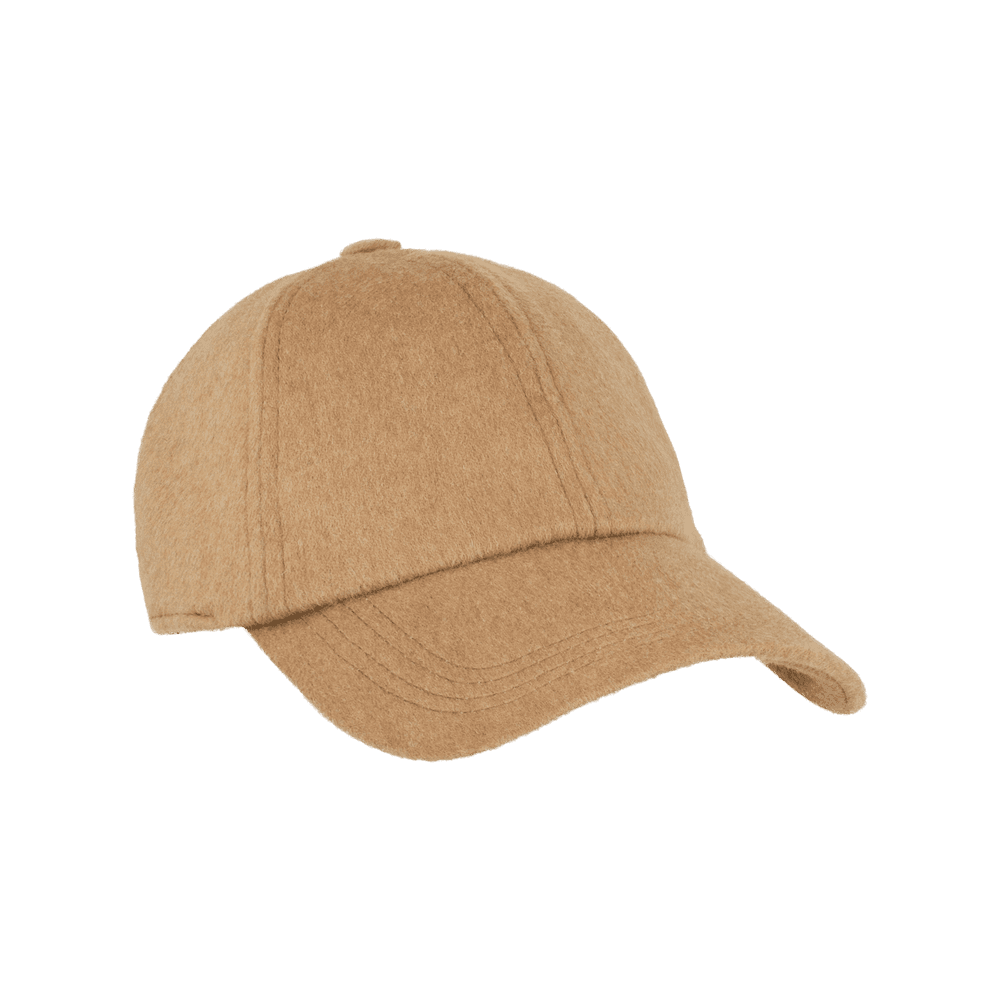 Front view of a legacy soft brown camel hair cap from varsity headwear