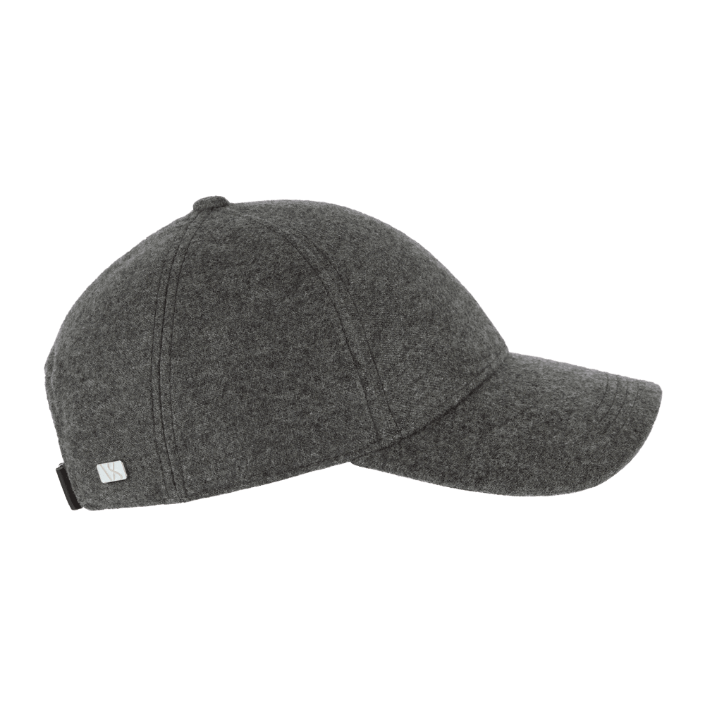 Side view of a Varsity Headwear legacy structured cashmere flint grey baseball cap 